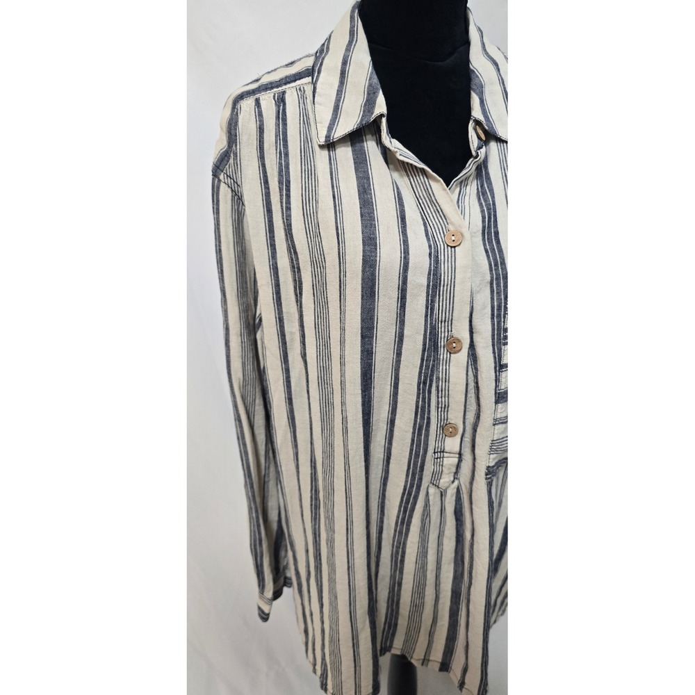 We The Free People Revolve women L summer breeze stripe linen blend blouse - Picture 5 of 11